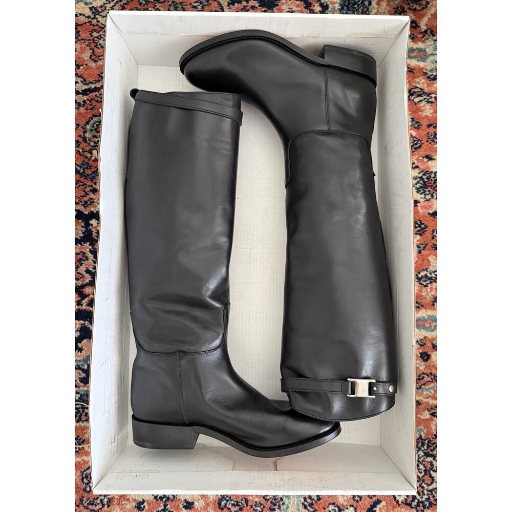 Tony Mora NIB Black Leather Tall Riding Boots Equestrian Size 7 Made in Spain - Picture 5 of 7